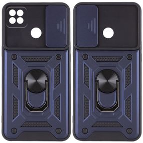 Ударостійкий чохол Camshield Serge Ring для Xiaomi Redmi 9C/Redmi 10A TPU+PC, Шторка на камеру, Синій