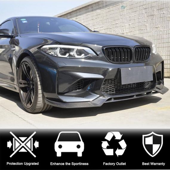 Накладка на передній бампер Lip V3 (для F87 M2, Карбон) для BMW 2 серія F22/23 2014-2021 рр | Зображення 3