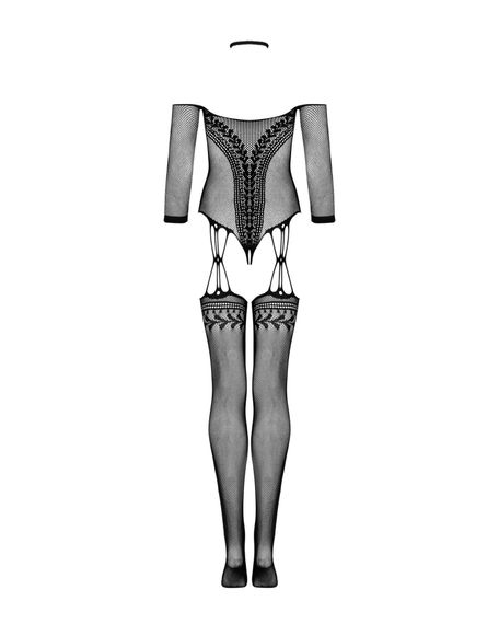Нейлоновый бодистокинг с имитацией чулок Obsessive Bodystocking G333 S/M/L, black, с доступом | Зображення 5