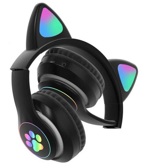 Бездротові дитячі навушники Cat STN-28 Bluetooth з підсвіткою котячі вушка чорні | Зображення 3