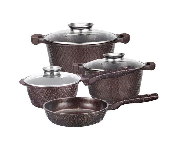 Набір посуду з мармуровим антипригарним покриттям Higher Kitchen НК-315 Brown