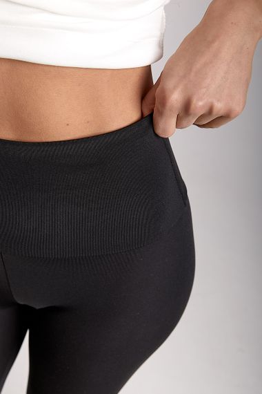 Утеплені жіночі лосини з утягуючим поясом - чорний цвет, L (є розміри) | Зображення 3