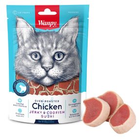 Ласощі для котів Wanpy Chicken Jerky & Codfish Sushi з куркою та тріскою 80 гр