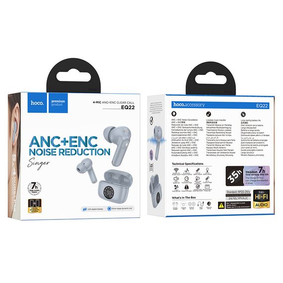 Бездротові TWS навушники Hoco EQ22 Singer ANC+ENC Blue star | Зображення 2