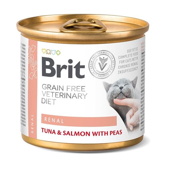 Вологий корм Brit Grain Free Veterinary Diets Renal для дорослих котів з хронічною нирковою недостатністю з тунцем лососем т