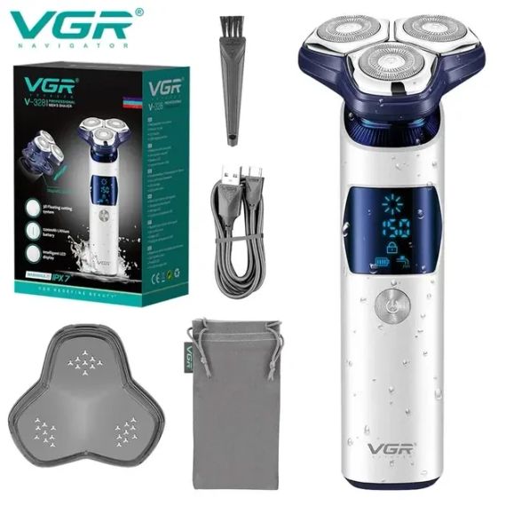 Електробритва VGR V-328 - роторна, водонепроникна, LED-дисплей, бездротова | Зображення 1