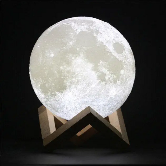 Світильник "Місяць" 3D білий Moon Light Lamp 17 см, кольоровий дитячий світильник у вигляді місяця | Зображення 4