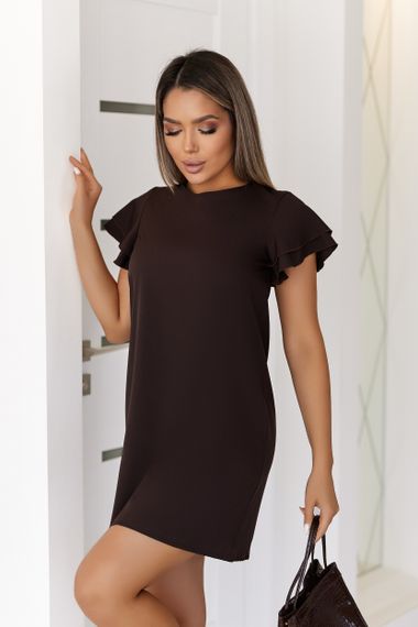 Женское короткое летнее платье софт с коротким рукавом крылышко GF7967 цвет коричневый размер 46/48 | Зображення 3