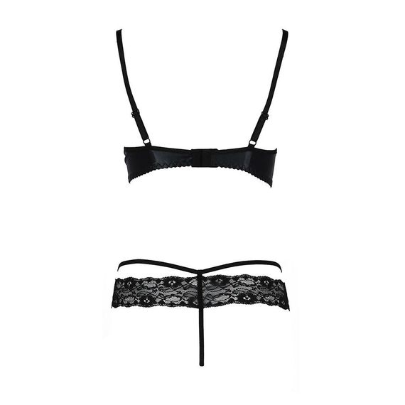 Комплект білизни NORTH SET black XXL/XXXL - Passion Exclusive: ліф і трусики з елементами під латекс | Зображення 5
