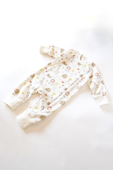 Ромпер для малюка на блискавці двонитка з начосом, розмір 68-92 принт Сафарі | Зображення 1