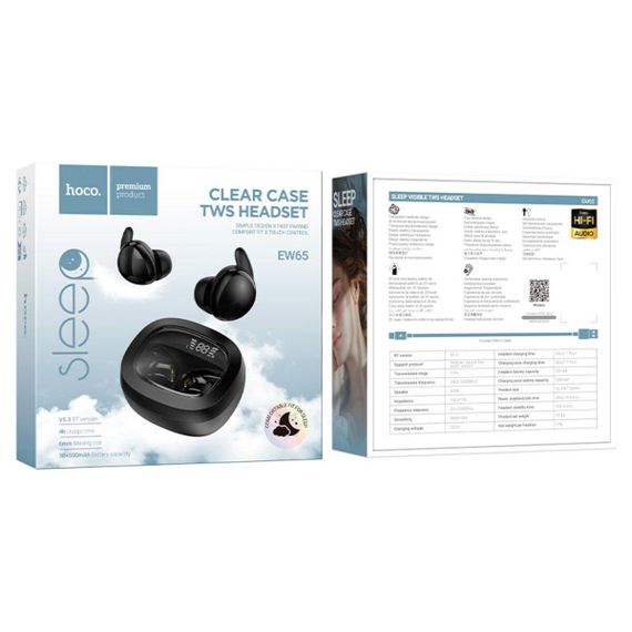 Навушники HOCO EW65 Shadow true wireless sleep BT headset Black | Зображення 4