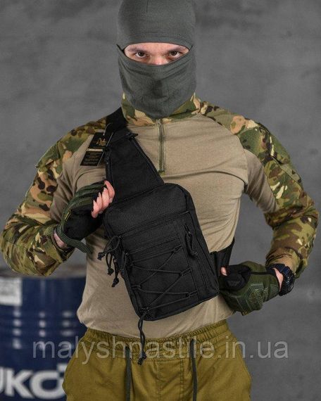 Сумка-слинг тактическая с одной лямкой SILVER KNIGHT  black  ВТ6747