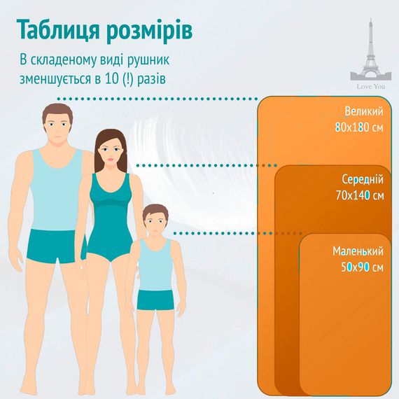 Полотенце спортивное микрофибра с чехлом Love You оранжевое 50х90 см (60166) | Зображення 5
