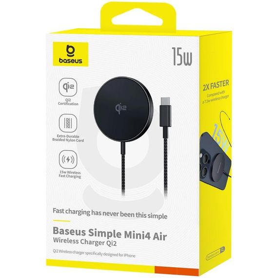 БЗП Baseus Simple Mini4 Air Magnetic Qi2 15W (P102782) Cluster Black | Зображення 1