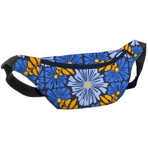 Сумка на пояс бананка Bumbag Желтые и синие цветы 27x16 см (BB_22S020_TSI)