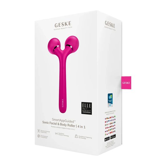 Електронний ультразвуковий ролик для обличчя та тіла GESKE Sonic Facial&Body Roller 4в1 magenta, Малиновий | Зображення 7
