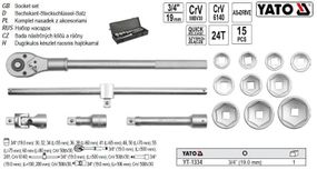 Набор головок торцевых YATO Польша 6-гранных 3/4" М=30-60 15 штук YT-1334