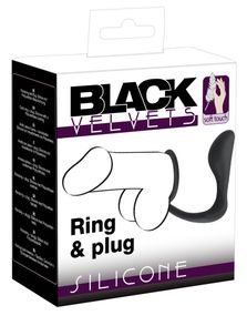 Ерекційне кільце з анальною пробкою - Black Velvets Ring & Plug Sex Aura
