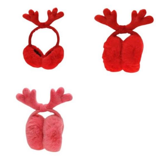 Теплі навушники зі штучного хутра з рожками Рожеві