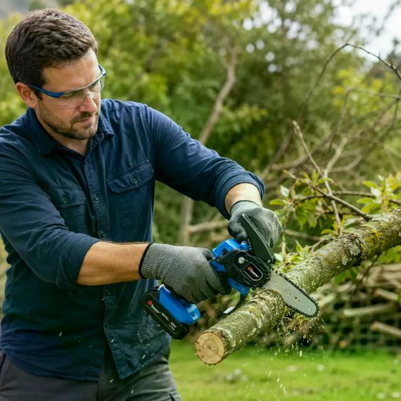 Акумуляторна ланцюгова міні-пилка DOMOTEC CHAIN SAW 6″ 68V 8Ah для обрізання гілок | Зображення 5