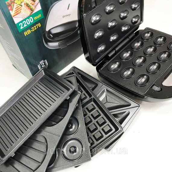 Электрический гриль для жарки Rainberg RB-2276 6 в 1 2200 Вт, Сендвичница бутербродов EF-92 | Зображення 5