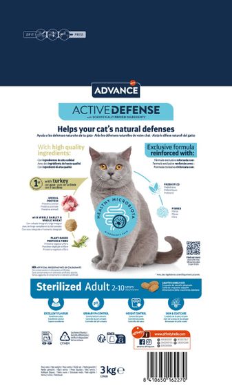 Сухий корм з індичкою для стерилізованих котів Advance Cat Sterilized Turkey, 3 кг | Зображення 1