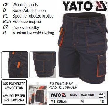 Шорти рабочие YATO Польша размер M 65%-полиестер 35%-хлопок YT-80925