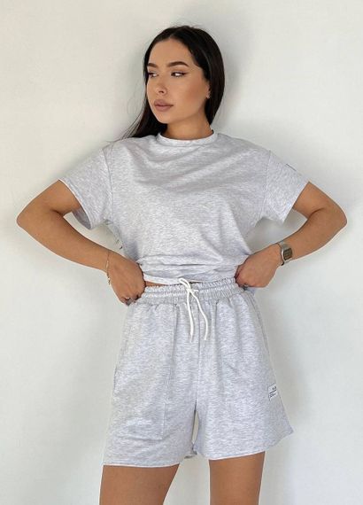 Женский летний костюм с шортами двухцветный GF07111 цвет серый, размер 42/44