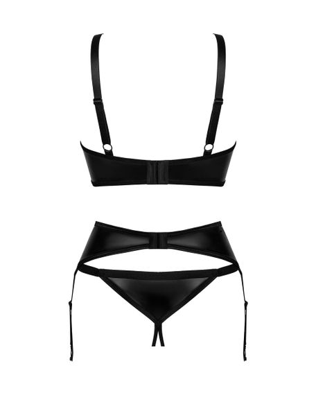 Комплект Obsessive Armares garter belt set пояс, трусики з вирізом, бра Чорний XL/2XL | Зображення 5