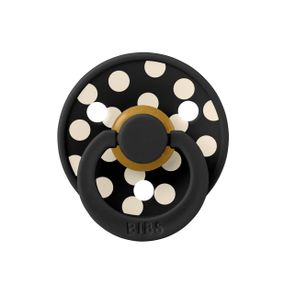 Соска пустушка BIBS Polka Colour Latex кругла 0-6 міс Black / Ivory