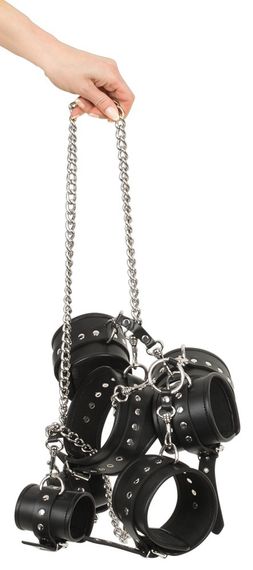 Набір фіксаторів для ігор БДСМ ZADO Leather Bondage set Complete, black, S/L | Зображення 4