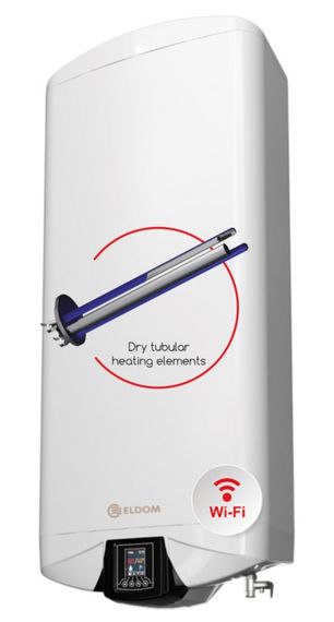 Водонагрівач Eldom GALANT DRY 60 л, 3,0 кВт, "сухий" ТЕН, вертикальний, прямокутний, білий (DV060DW-W) | Зображення 1