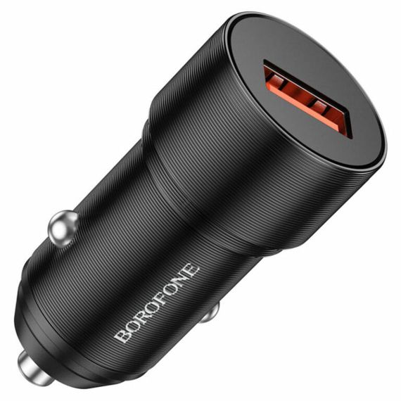 Автомобільний зарядний пристрій BOROFONE BZ19A Wisdom single port QC3.0 car charger set(Micro) Black | Зображення 1