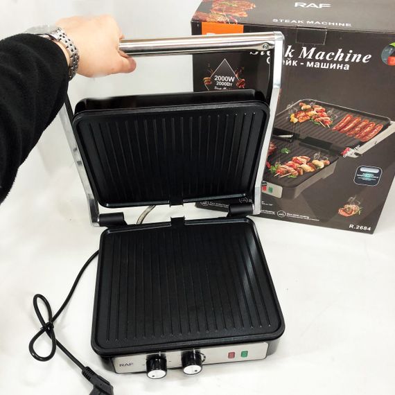 Гриль RAF R.2684 електричний, сендвічниця, з регулятором температури та таймером 2000 Вт | Зображення 3