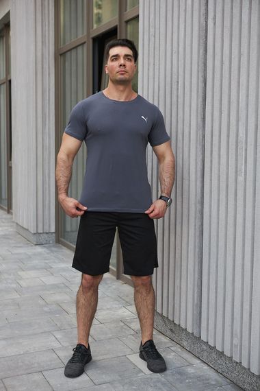 Комплект чоловічий Puma: футболка темно-сіра + шорти чорні (9833314551) | Зображення 1