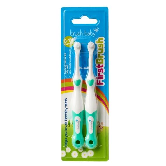 Дитяча зубна щітка Brush-Baby First Brush м'ятна (від 0 до 18 місяців) (2 шт.)