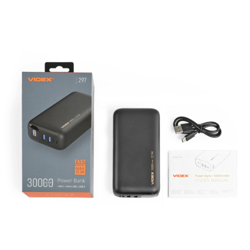 Павербанк 30000mAh Videx VPB-297-B 22,5W чорний | Зображення 6