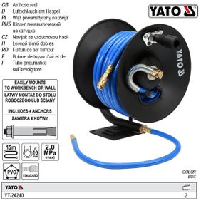Шланг пневматичний YATO Польща ПВХ на котушці 20 Bar Ø=10 l=15 м YT-24240