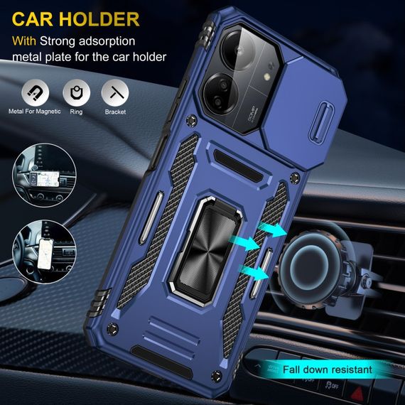 Ударостійкий чохол Camshield Army Ring для Xiaomi Redmi 13C / Poco C65 Синій / Navy | Зображення 5