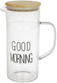 Глечик скляний "Good Morning" 1200мл з дерев'яною кришкою