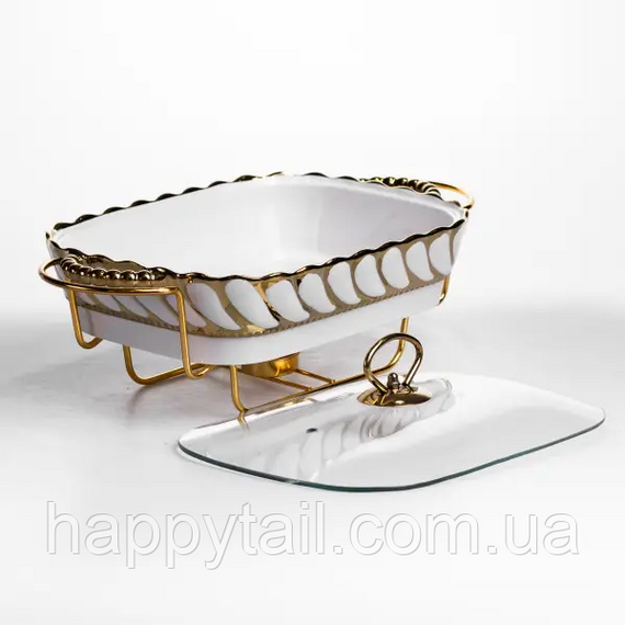 Мармітниця порцелянова Tiffany 1.5 л на металевій підставці з підігрівом 34х26х7 см SG-428-13 | Зображення 3