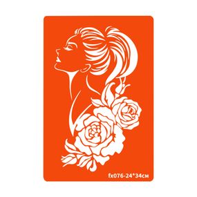Трафарет для био-тату Розы и женщина fx076-24*34см, размер 24х34см