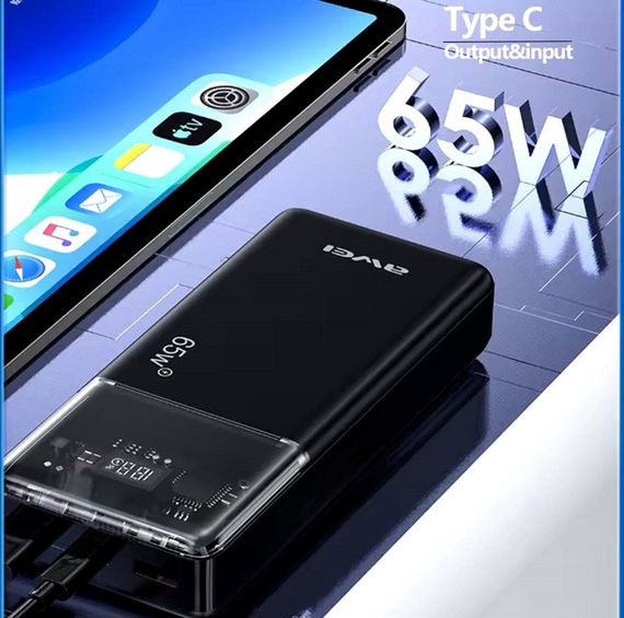 Повербанк з швидкою зарядкою AWEI P109K 30000mAh 65W (47191-P109K_1861) | Зображення 4