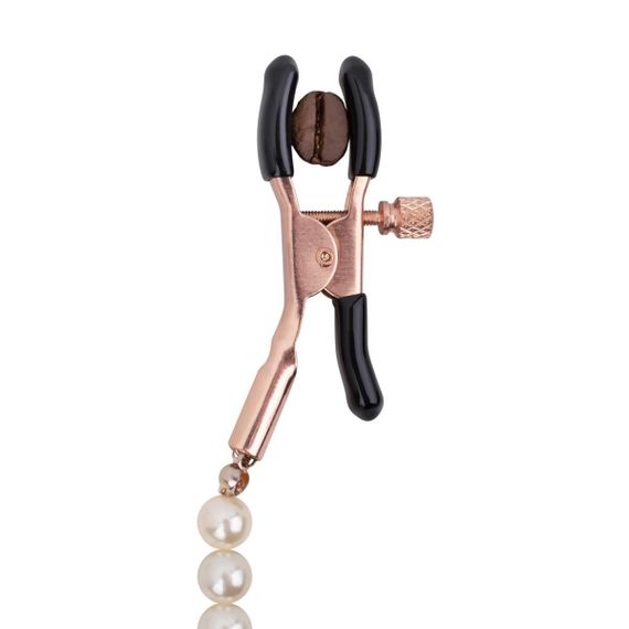 Зажимы для сосков с жемчужной цепочкой Rosy Gold - Nipple Clamps Pearls Sex Aura | Зображення 3