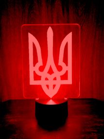 Акриловий світильник-нічник Тризуб червоний tty-n000431