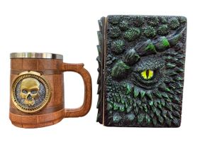 Подарунковий набір Кухоль 3D Череп Gold Rose та Блокнот 3D «Око Лісового Дракона»