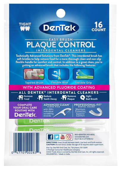 Міжзубні щітки DenTek Easy Brush Interdental Cleaners для вузьких проміжків 2.0-3.0 мм, 16 шт. | Зображення 1