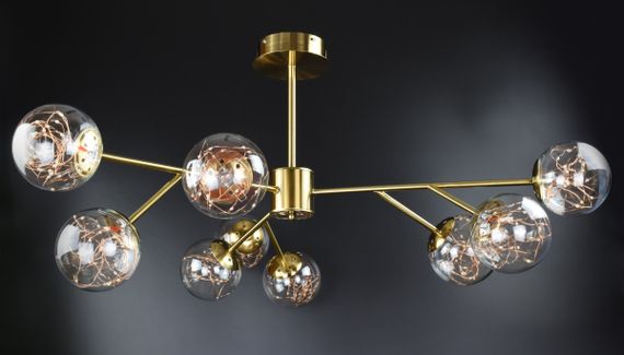 Люстра світлодіодна стельова LED світильник для квартири на стелю лед 26479 Латунь 42-72х110х110 см. | Зображення 2