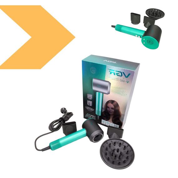 Професійний фен VGR V-440 GREEN з 3 рівнями обдування та температури, 11000 RPM, 3 насадки (45705-V-440 GREEN_1144) | Зображення 1