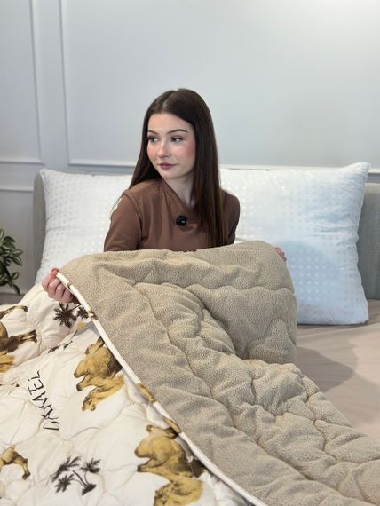 Ковдра полуторна відкрита двостороння з вовни Arda Camell Wool 21436 150х210 см бежева | Зображення 7